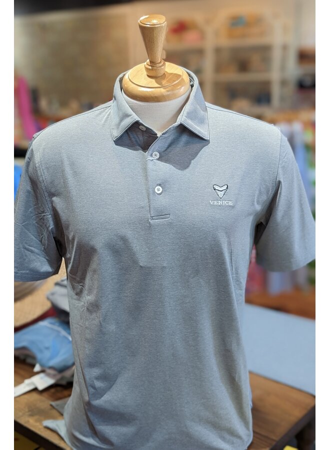 M SS brreeze Perf Heather Polo - Venice Logo +