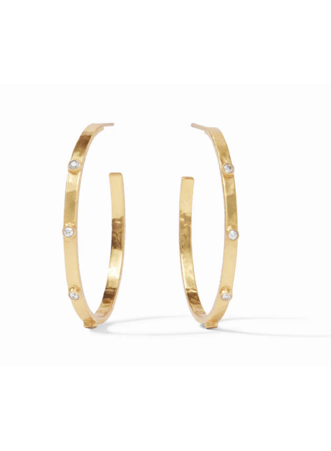 CRESCENT STONE HOOP - CUBIC ZIRCONIA / L