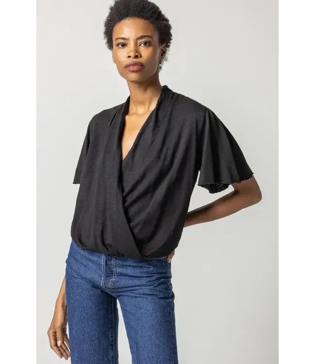 Lilla P FAUX WRAP FLUTTER SLEEVE