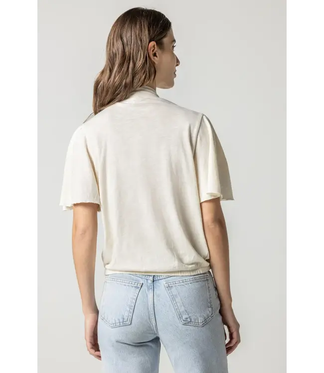 FAUX WRAP FLUTTER SLEEVE