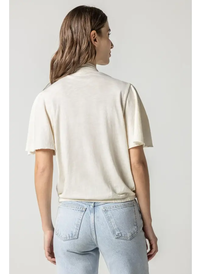 FAUX WRAP FLUTTER SLEEVE