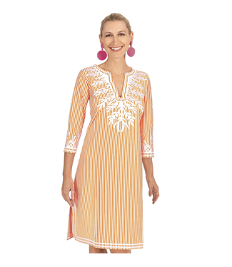 Gretchen Scott EMBROIDERED REEF PINSTRIPE DRESS