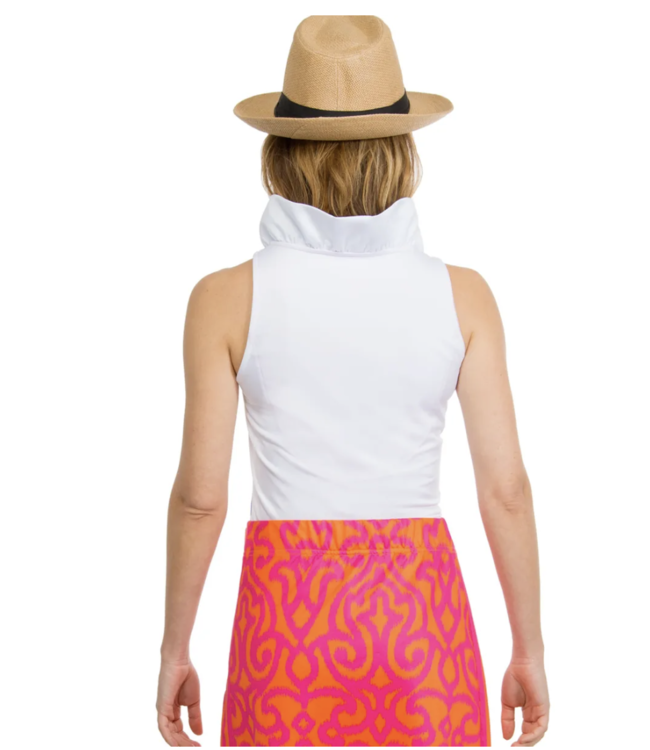 Gretchen Scott Jersey Sleeveless Ruffneck Top