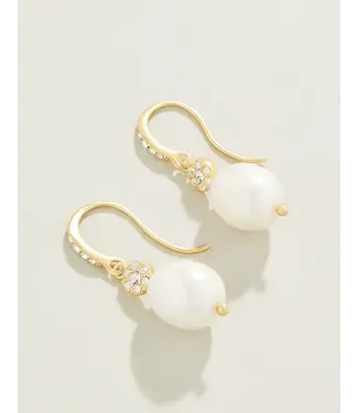 Spartina SPARKLING BAUBLE DROP EARRINGS CRYSTAL/PEARL