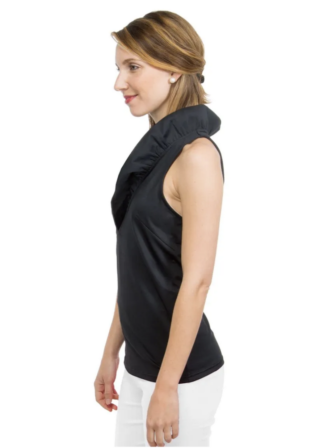 Jersey Sleeveless Ruffneck Top