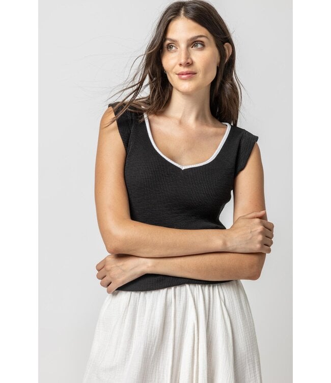 Lilla P CAP SLEEVE V-NECK