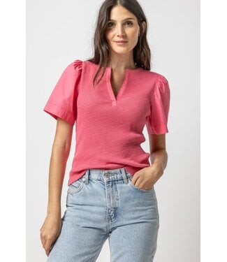 Lilla P WOVEN SLEEVE SPLIT NECK