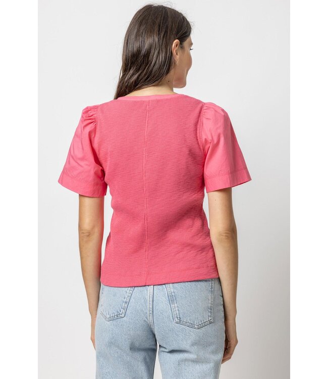 Lilla P WOVEN SLEEVE SPLIT NECK