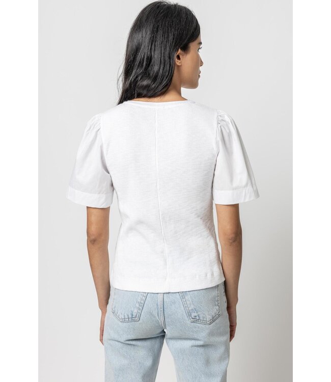 Lilla P WOVEN SLEEVE SPLIT NECK