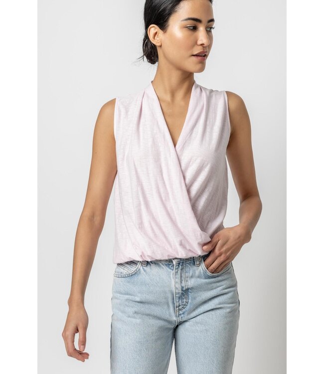 Lilla P SLEEVELESS FAUX WRAP TOP