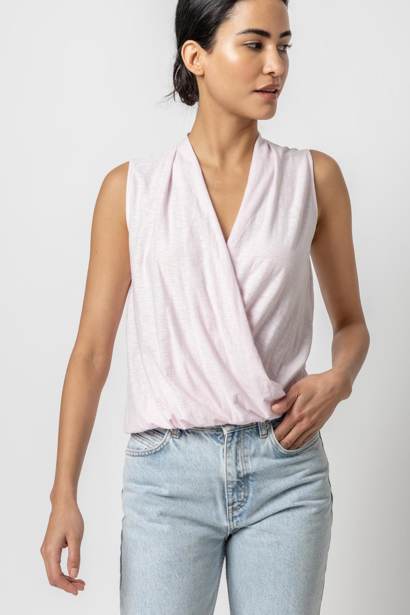 SLEEVELESS FAUX WRAP TOP - Twist Boutique