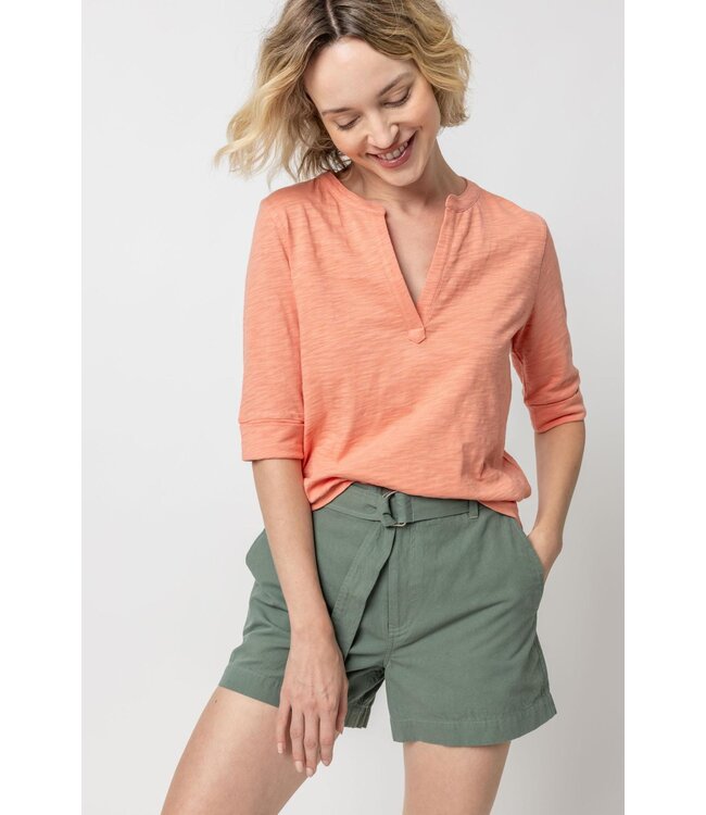 Lilla P ELBOW SLEEVE SPLIT NECK