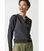 Lilla P SHIRRED LONG SLEEVE SPLIT NECK