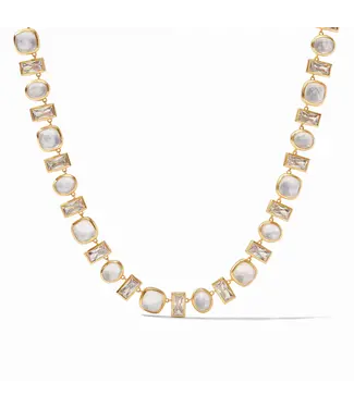 Julie Vos Antonia Tennis Necklace Iridescent Clear Crystal