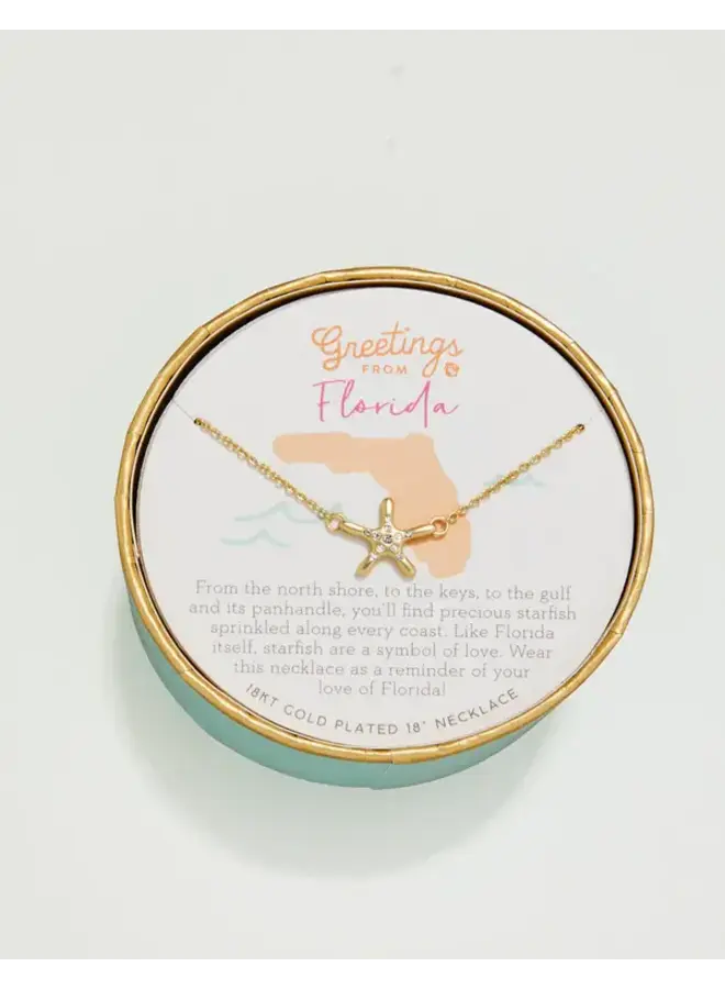 GF SLV NECKLACE 18" FLORIDA/STARFISH