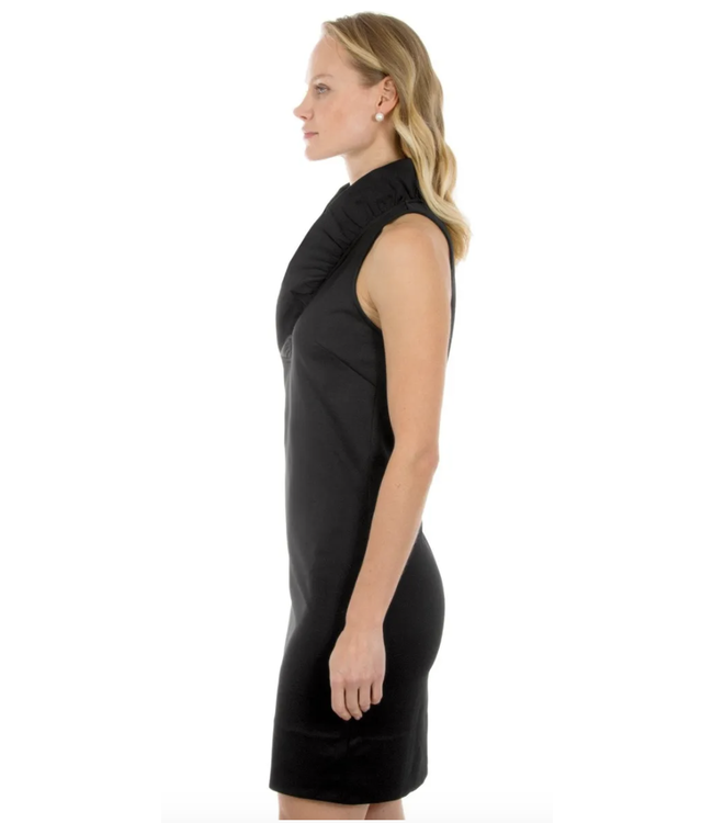 Gretchen Scott Jersey Ruffneck Sleeveless Dress - Black