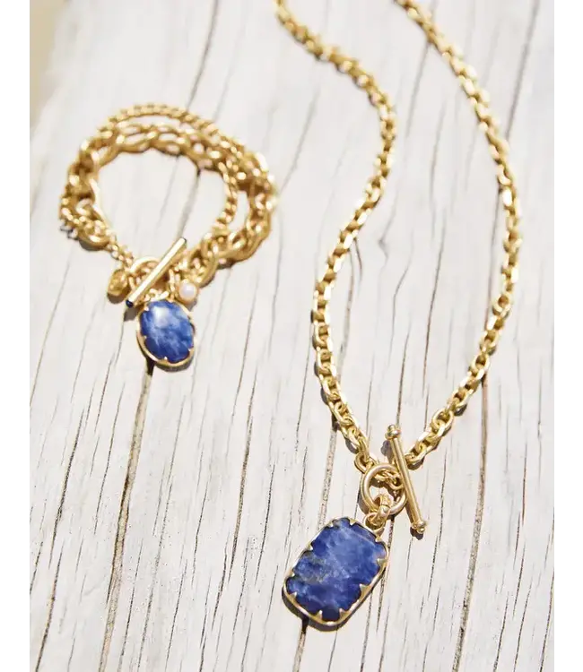 CORALIE TOGGLE NECKLACE 18" BLUE
