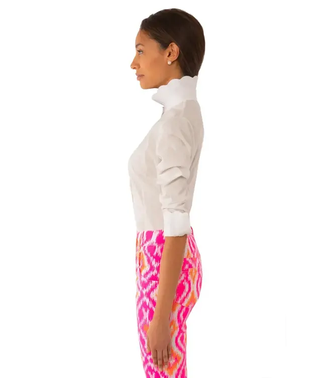 Gretchen Scott PIQUE ALL DAY PINSTRIPE BLOUSE