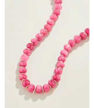 Spartina OVAL STONE BEADED NECKLACE 17" PINK