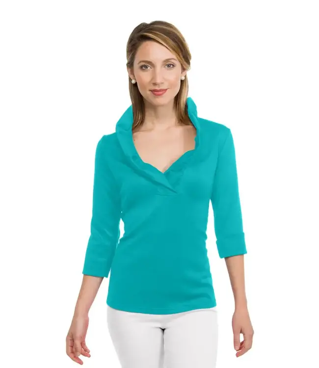 Gretchen Scott RUFFNECK 3/4 SLEEVE TOP
