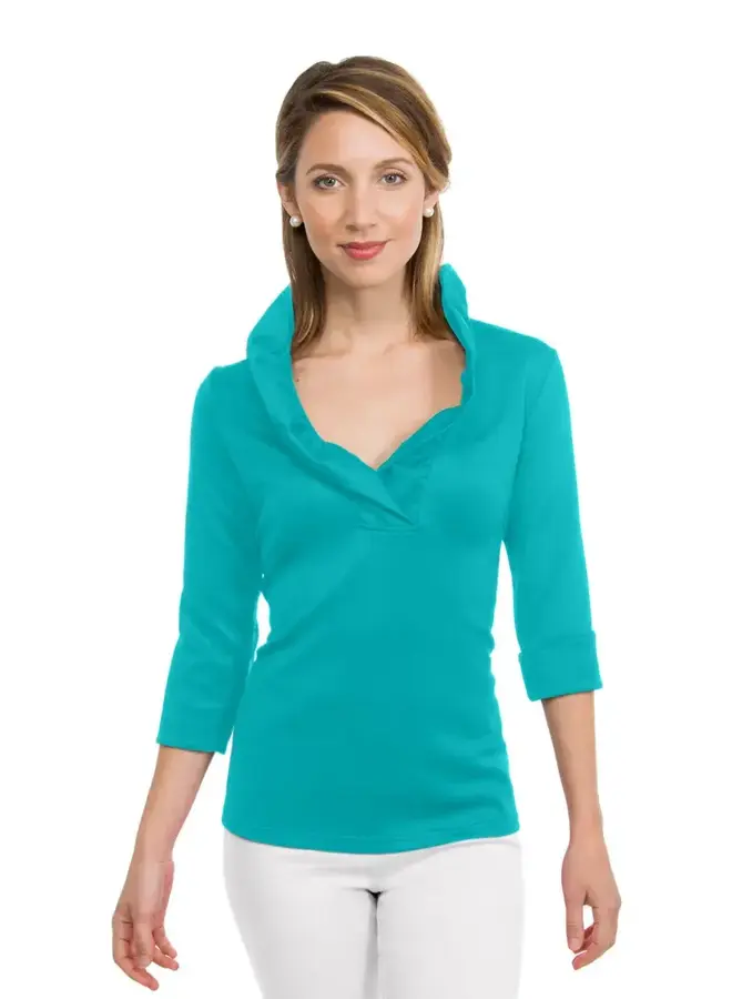 RUFFNECK 3/4 SLEEVE TOP