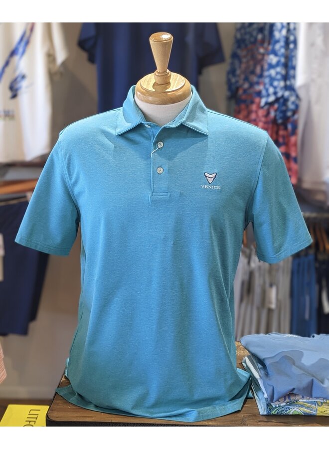 M SS brreeze Perf Heather Polo - Venice Logo +