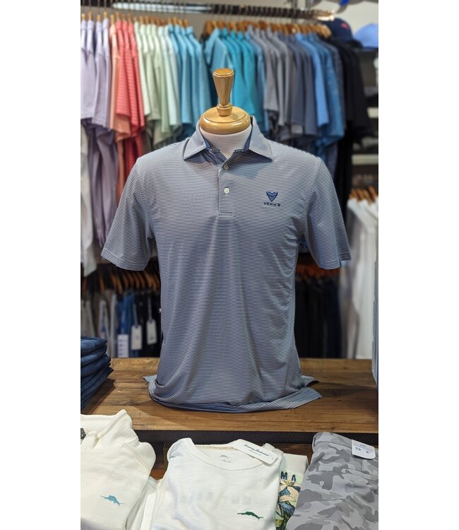 Southern Tide MSSBrrrMeadowbrookStripePolo-Venice Logo Aged Denim