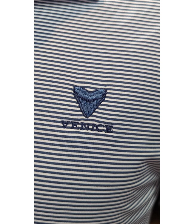 Southern Tide MSSBrrrMeadowbrookStripePolo-Venice Logo Aged Denim