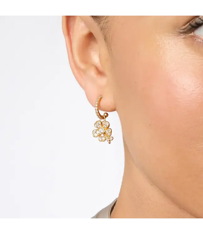 Julie Vos Laurel Hoop & Charm Earring-Cubic Zirconia-OS