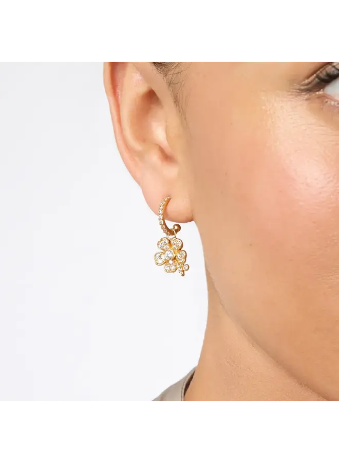 Laurel Hoop & Charm Earring-Cubic Zirconia-OS