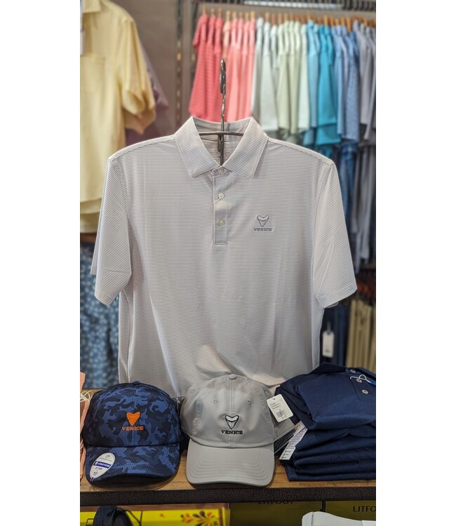 Southern Tide M SS Brrreeze Meadowbrook Stripe Polo - Venice Logo