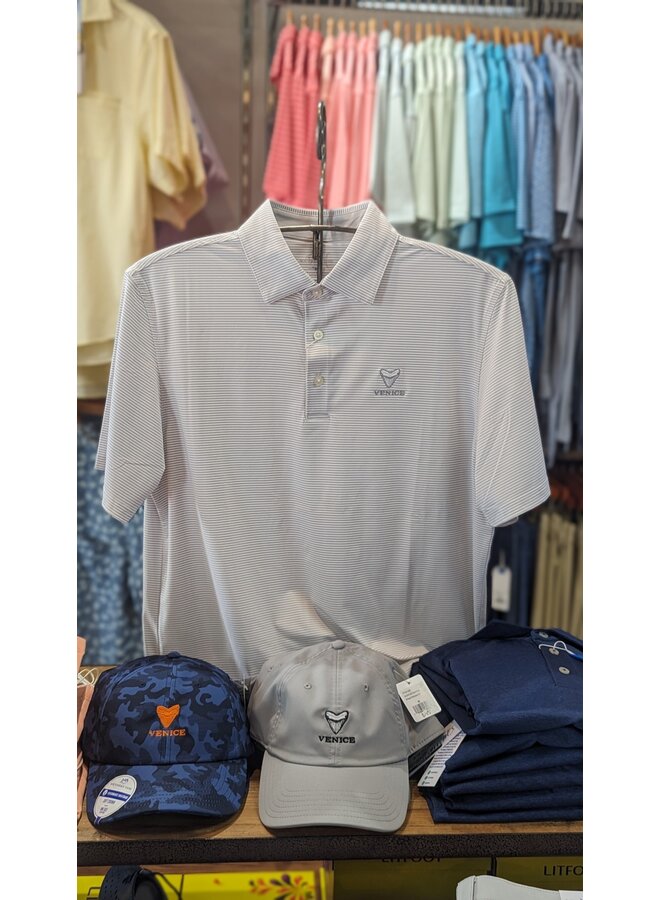 M SS Brrreeze Meadowbrook Stripe Polo - Venice Logo