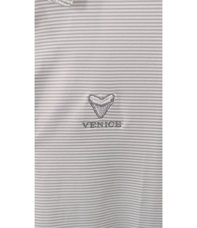 M SS Brrreeze Meadowbrook Stripe Polo - Venice Logo