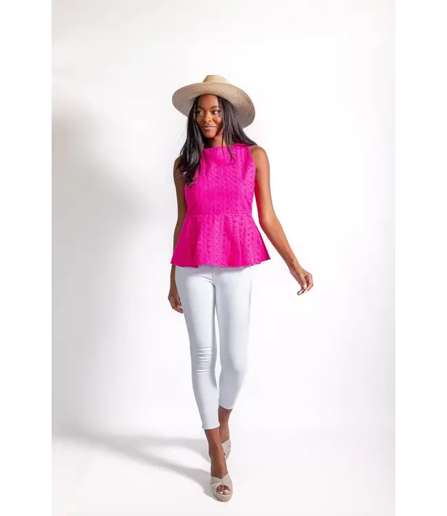 Sail to Sable SLEEVELESS ZIP BACK PEPLUM TOP