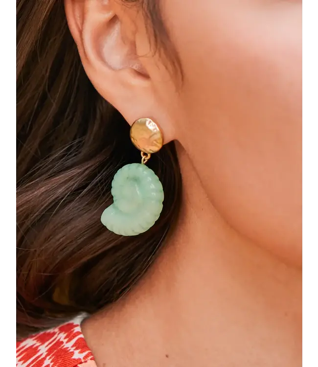 Spartina CARVED MOON SHELL EARRINGS JADE