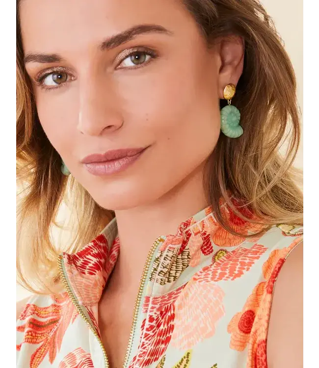 Spartina CARVED MOON SHELL EARRINGS JADE