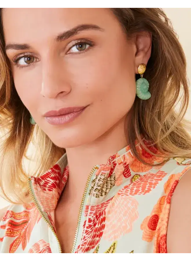 CARVED MOON SHELL EARRINGS JADE