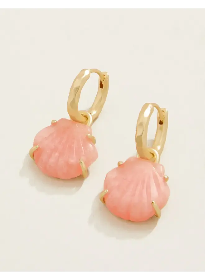CARVED SHELL CONVERTIBLE HOOP EARRINGS