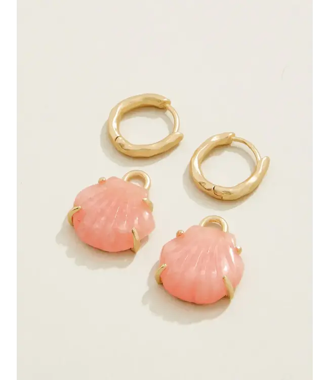 Spartina CARVED SHELL CONVERTIBLE HOOP EARRINGS