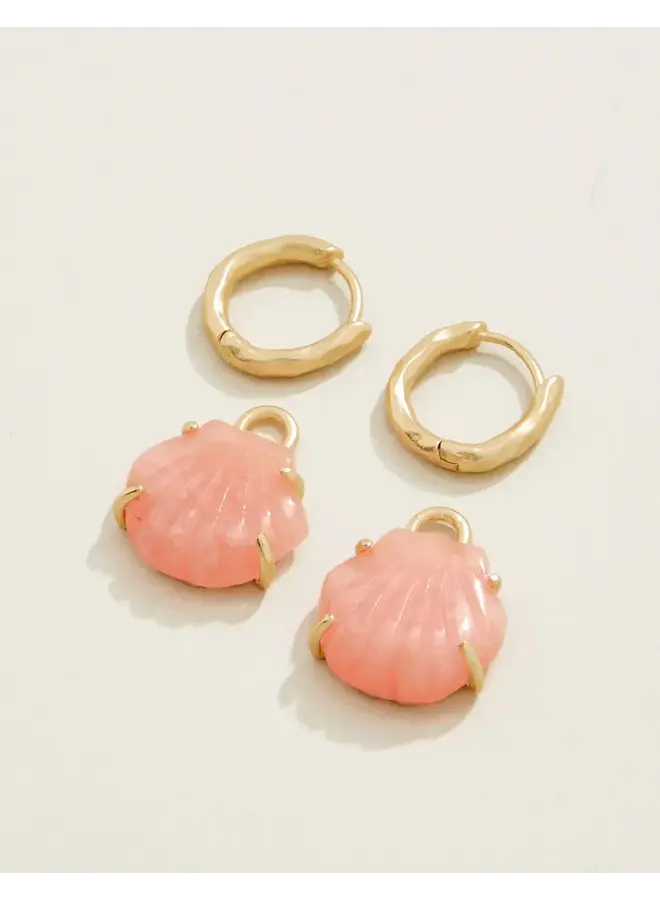 CARVED SHELL CONVERTIBLE HOOP EARRINGS