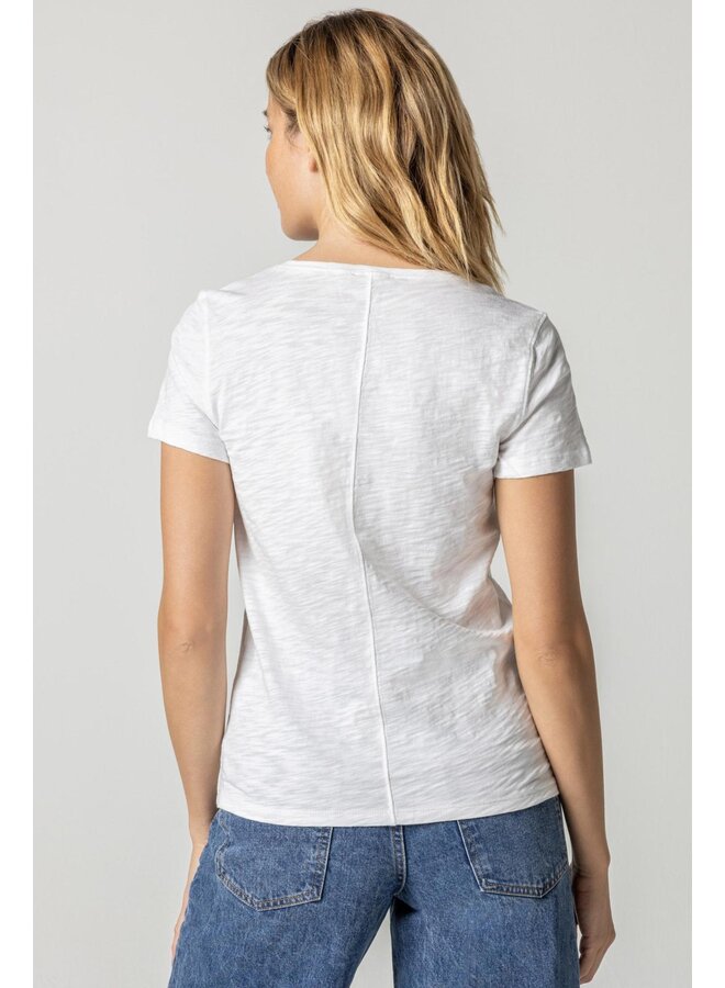 V-NECK SHORT SLEEVE BACK SEAM TEE
