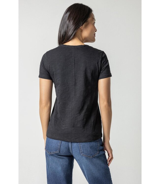 V-NECK SHORT SLEEVE BACK SEAM TEE