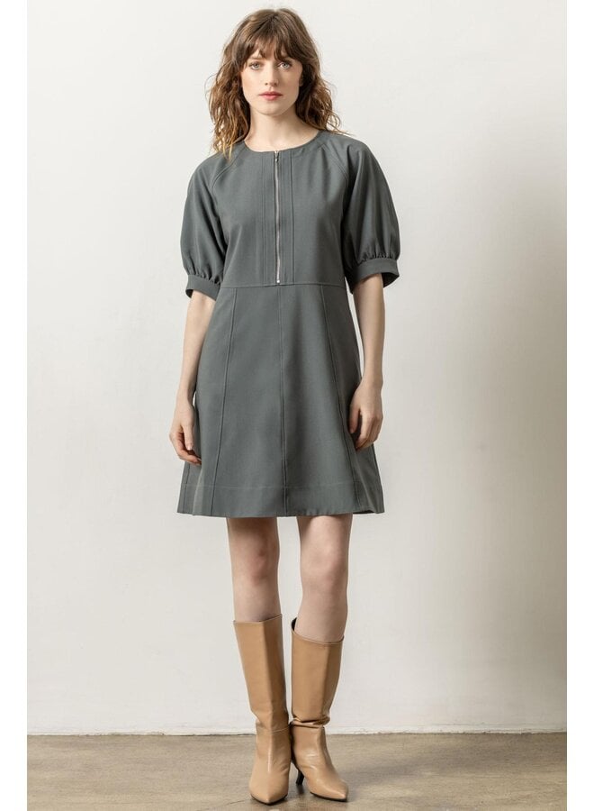 ZIP FRONT FLARED DRESS