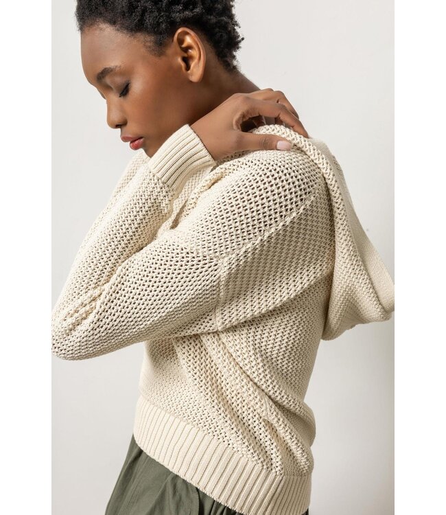 Lilla P HOODED SPLIT NECK SWEATER