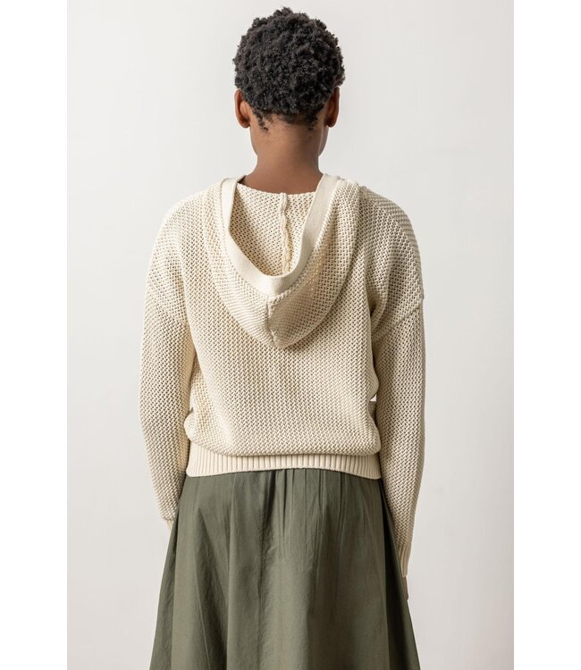 Lilla P HOODED SPLIT NECK SWEATER