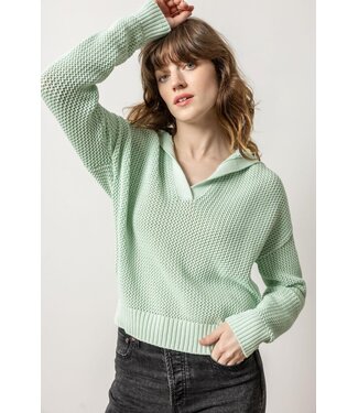 Lilla P HOODED SPLIT NECK SWEATER