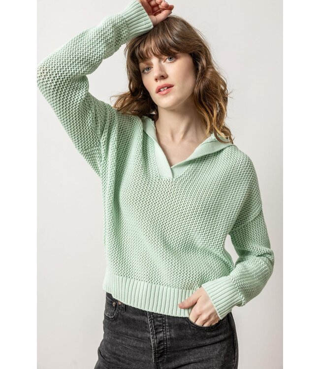 Lilla P HOODED SPLIT NECK SWEATER