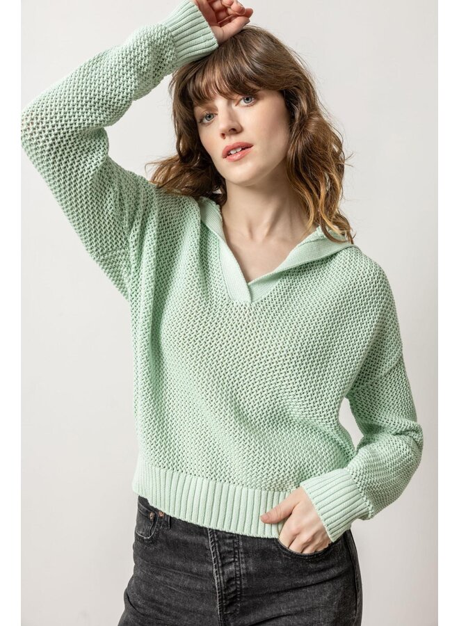 HOODED SPLIT NECK SWEATER