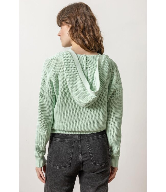 HOODED SPLIT NECK SWEATER