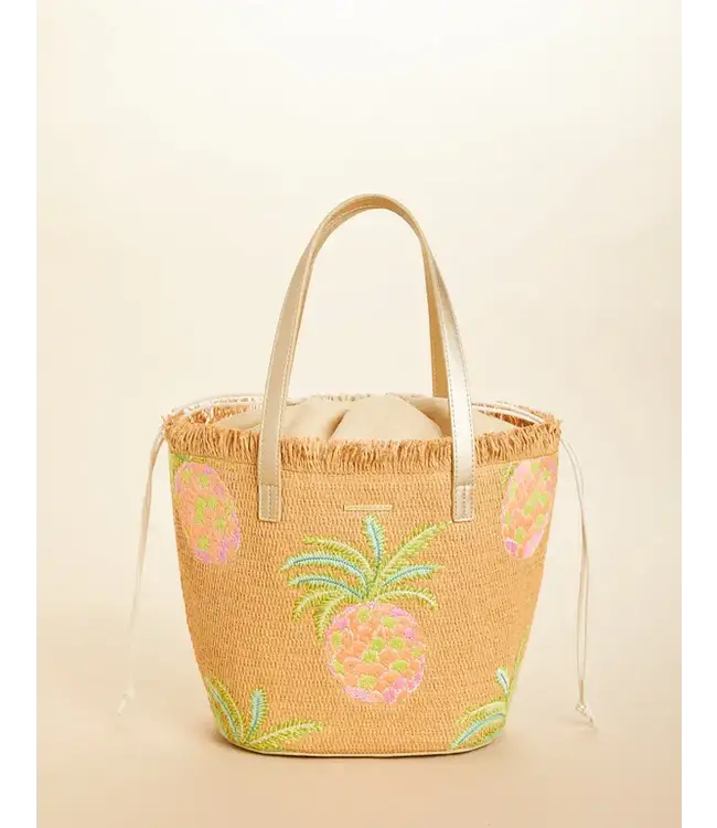 Spartina STRAW TOTE FLAMINGO PINEAPPLE